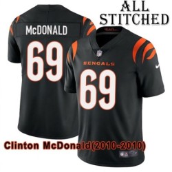 Black Home Embroidered Clinton McDonald Cincinnati Bengals #69 Stitched Jersey
