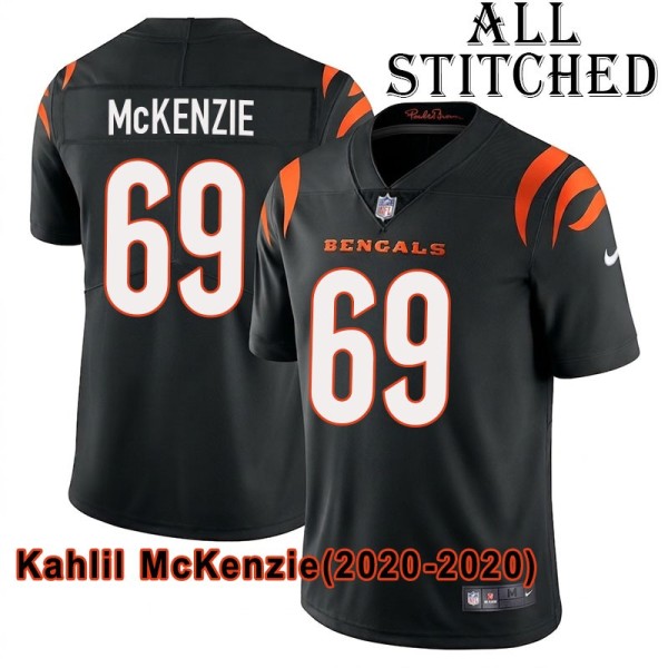 Black Home Embroidered Kahlil McKenzie Cincinnati Bengals #69 Stitched Jersey