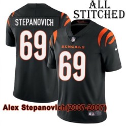 Black Home Embroidered Alex Stepanovich Cincinnati Bengals #69 Stitched Jersey