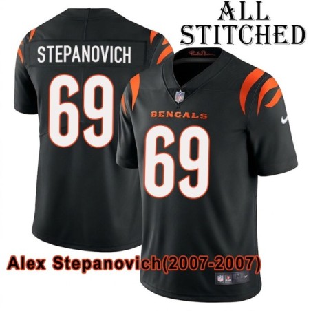 Black Home Embroidered Alex Stepanovich Cincinnati Bengals #69 Stitched Jersey