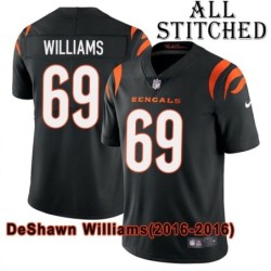 Black Home Embroidered DeShawn Williams Cincinnati Bengals #69 Stitched Jersey