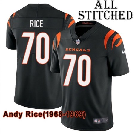 Black Home Embroidered Andy Rice Cincinnati Bengals #70 Stitched Jersey