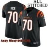 Black Home Embroidered Andy Rice Cincinnati Bengals #70 Stitched Jersey
