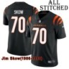 Black Home Embroidered Jim Skow Cincinnati Bengals #70 Stitched Jersey