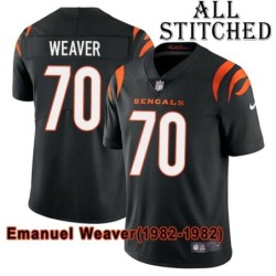 Black Home Embroidered Emanuel Weaver Cincinnati Bengals #70 Stitched Jersey