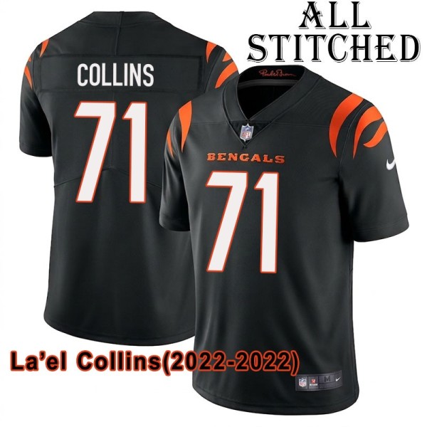 Black Home Embroidered La'el Collins Cincinnati Bengals #71 Stitched Jersey