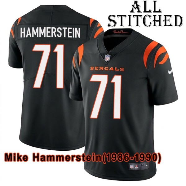 Black Home Embroidered Mike Hammerstein Cincinnati Bengals #71 Stitched Jersey