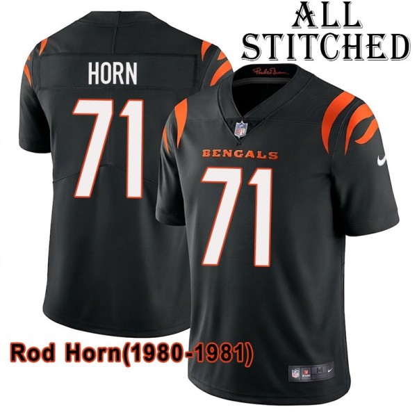 Black Home Embroidered Rod Horn Cincinnati Bengals #71 Stitched Jersey