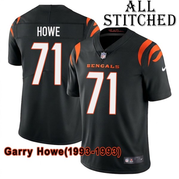 Black Home Embroidered Garry Howe Cincinnati Bengals #71 Stitched Jersey