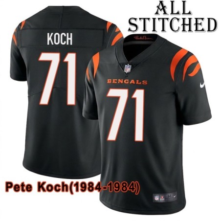 Black Home Embroidered Pete Koch Cincinnati Bengals #71 Stitched Jersey