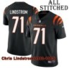 Black Home Embroidered Chris Lindstrom Cincinnati Bengals #71 Stitched Jersey
