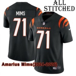 Black Home Embroidered Amarius Mims Cincinnati Bengals #71 Stitched Jersey