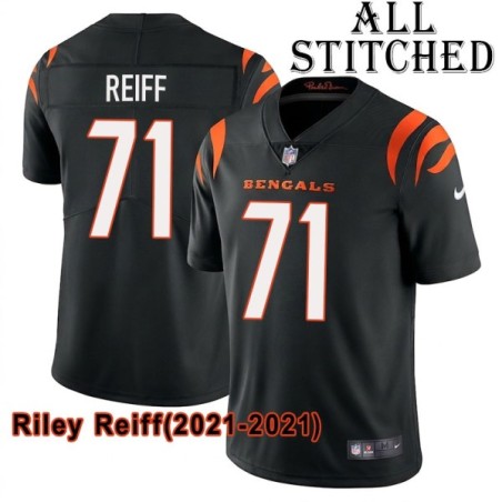 Black Home Embroidered Riley Reiff Cincinnati Bengals #71 Stitched Jersey