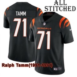 Black Home Embroidered Ralph Tamm Cincinnati Bengals #71 Stitched Jersey
