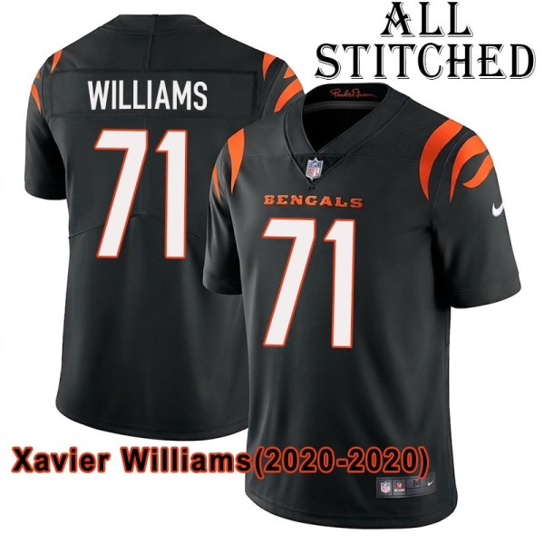 Black Home Embroidered Xavier Williams Cincinnati Bengals #71 Stitched Jersey