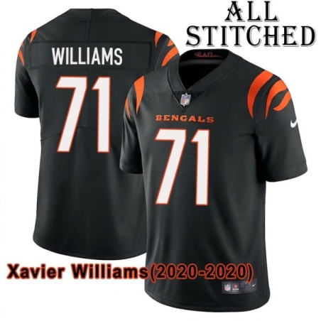 Black Home Embroidered Xavier Williams Cincinnati Bengals #71 Stitched Jersey