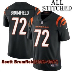 Black Home Embroidered Scott Brumfield Cincinnati Bengals #72 Stitched Jersey