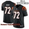 Black Home Embroidered Howard Fest Cincinnati Bengals #72 Stitched Jersey