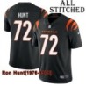 Black Home Embroidered Ron Hunt Cincinnati Bengals #72 Stitched Jersey