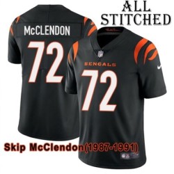 Black Home Embroidered Skip McClendon Cincinnati Bengals #72 Stitched Jersey