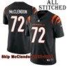 Black Home Embroidered Skip McClendon Cincinnati Bengals #72 Stitched Jersey