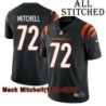 Black Home Embroidered Mack Mitchell Cincinnati Bengals #72 Stitched Jersey