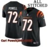 Black Home Embroidered Carl Powell Cincinnati Bengals #72 Stitched Jersey
