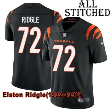 Black Home Embroidered Elston Ridgle Cincinnati Bengals #72 Stitched Jersey
