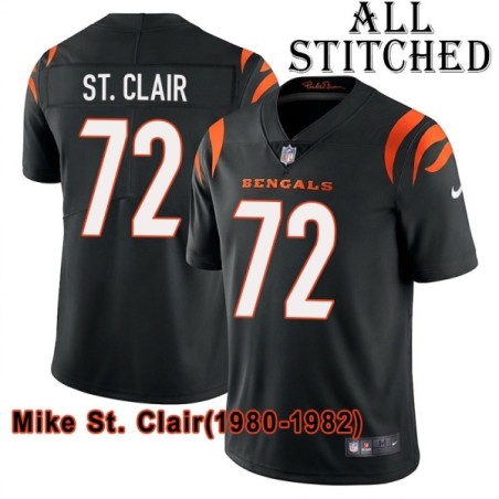 Black Home Embroidered Mike St. Clair Cincinnati Bengals #72 Stitched Jersey