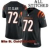 Black Home Embroidered Mike St. Clair Cincinnati Bengals #72 Stitched Jersey