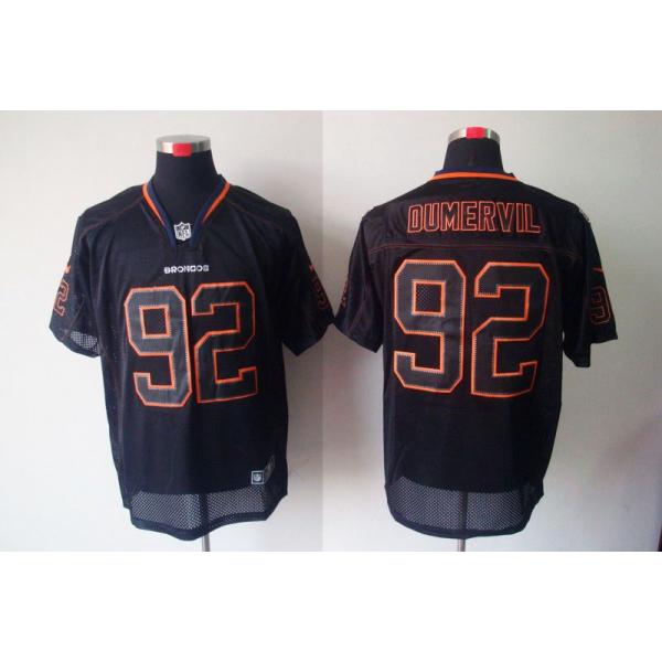 [NEW,Lights-Out]Elvis Dumervil Football Jersey -Denver #92 Black Jersey