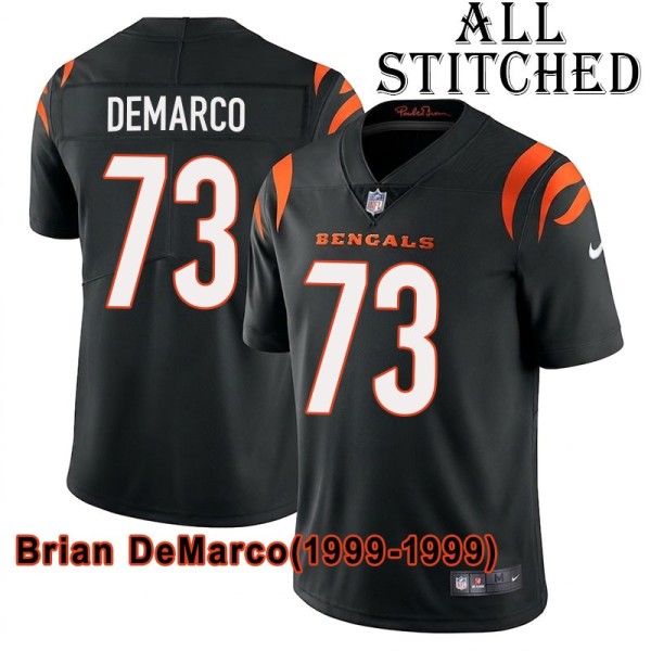 Black Home Embroidered Brian DeMarco Cincinnati Bengals #73 Stitched Jersey