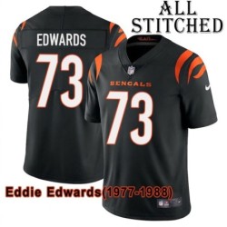 Black Home Embroidered Eddie Edwards Cincinnati Bengals #73 Stitched Jersey
