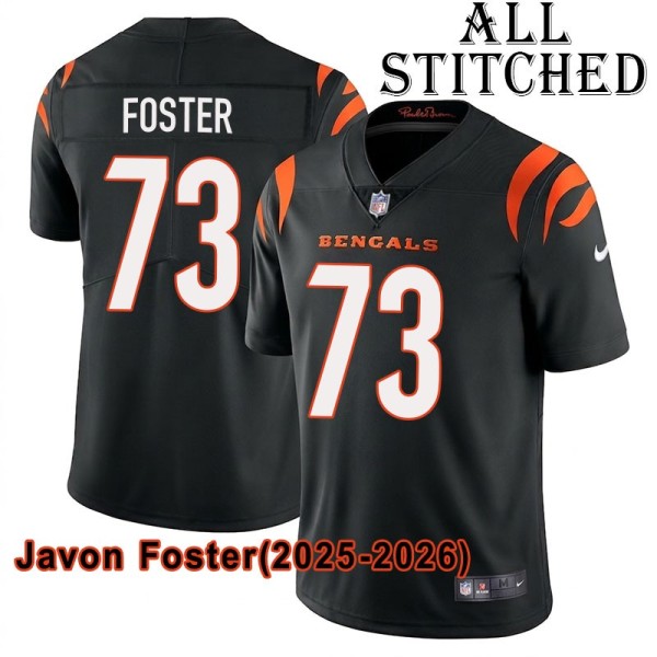 Black Home Embroidered Javon Foster Cincinnati Bengals #73 Stitched Jersey