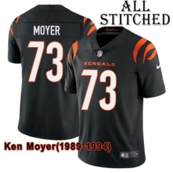 Black Home Embroidered Ken Moyer Cincinnati Bengals #73 Stitched Jersey