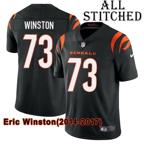 Black Home Embroidered Eric Winston Cincinnati Bengals #73 Stitched Jersey