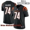 Black Home Embroidered Brian Blados Cincinnati Bengals #74 Stitched Jersey