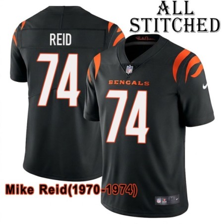 Black Home Embroidered Mike Reid Cincinnati Bengals #74 Stitched Jersey