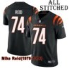 Black Home Embroidered Mike Reid Cincinnati Bengals #74 Stitched Jersey