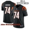 Black Home Embroidered Jalen Rivers Cincinnati Bengals #74 Stitched Jersey