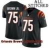 Black Home Embroidered Orlando Brown Jr. Cincinnati Bengals #75 Stitched Jersey