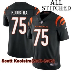 Black Home Embroidered Scott Kooistra Cincinnati Bengals #75 Stitched Jersey