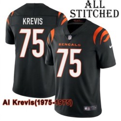Black Home Embroidered Al Krevis Cincinnati Bengals #75 Stitched Jersey