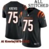 Black Home Embroidered Al Krevis Cincinnati Bengals #75 Stitched Jersey