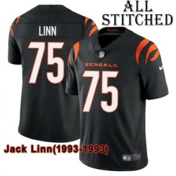 Black Home Embroidered Jack Linn Cincinnati Bengals #75 Stitched Jersey