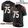 Black Home Embroidered Isaiah Prince Cincinnati Bengals #75 Stitched Jersey
