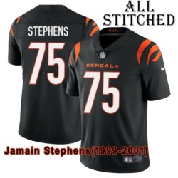 Black Home Embroidered Jamain Stephens Cincinnati Bengals #75 Stitched Jersey