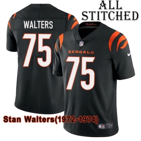 Black Home Embroidered Stan Walters Cincinnati Bengals #75 Stitched Jersey