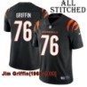 Black Home Embroidered Jim Griffin Cincinnati Bengals #76 Stitched Jersey