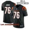 Black Home Embroidered Levi Jones Cincinnati Bengals #76 Stitched Jersey